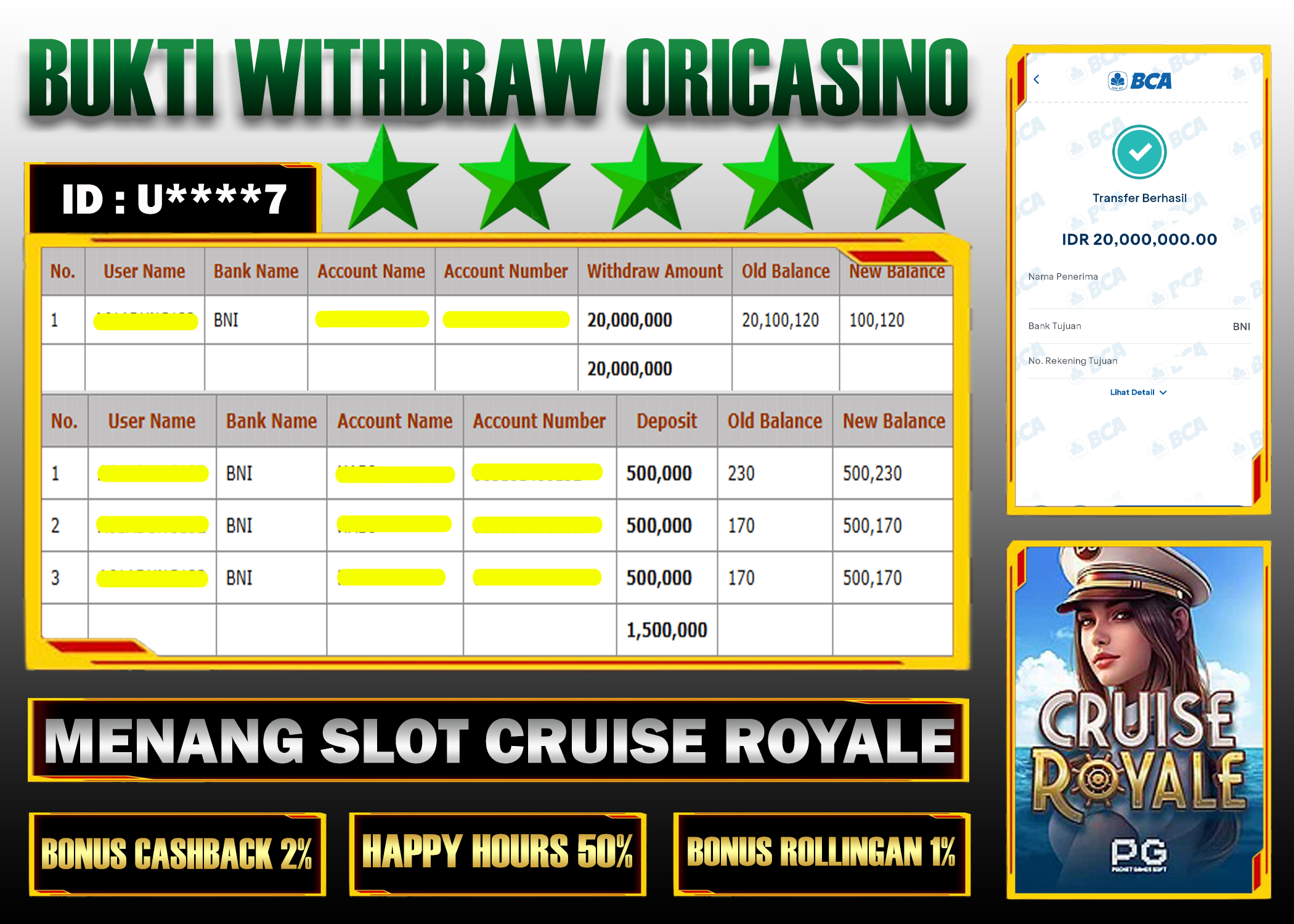 BUKTI KEMENANGAN SL0T CRUISE ROYALE PROVIDER PGSOFT